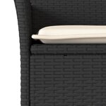 vidaXL Ensemble à manger de jardin et coussins 3 Pièces noir rotin acacia
