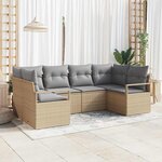 vidaXL Ensemble de canapé de jardin 6 Pièces Beige Poly rotin