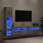 vidaXL Unités murales TV avec LED 4 Pièces gris béton bois d'ingénierie