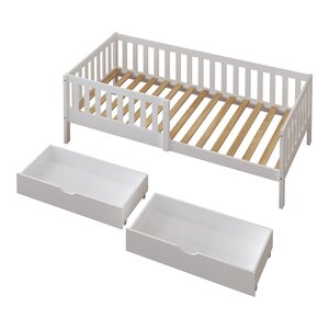 Lit enfant Isa 2 tiroirs barrière blanc