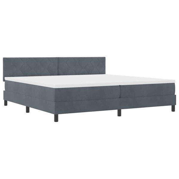 vidaXL Lit à ressorts avec matelas Gris foncé 200 x 200 cm Velours