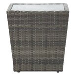 vidaXL Table à thé Gris 41 5x41 5x43 cm Résine tressée et verre trempé