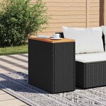 vidaXL Table d'appoint de jardin avec plateau en bois noir 58 x 27 5 x 55 cm en résine tressée