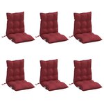 vidaXL Coussins de chaise à dossier bas lot de 6 rouge bordeaux