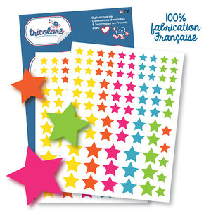 Gommettes - Etoiles - Assortiments tailles et couleurs - 172 pièces