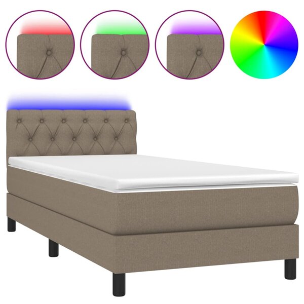 vidaXL Sommier à lattes de lit avec matelas LED Taupe 80x200 cm Tissu
