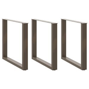 vidaXL Pieds de table à manger en U 3 pièces Acier naturel 80 x (72-73) cm Acier