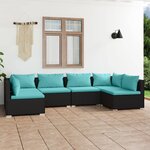 vidaXL Salon de jardin 6 Pièces avec coussins Résine tressée Noir