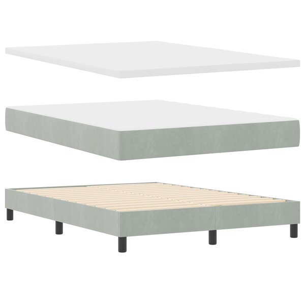 vidaXL Lit à ressorts avec matelas en gris clair  140x190 cm  Velours