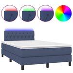 vidaXL Sommier à lattes de lit matelas et LED bleu 120x190 cm tissu