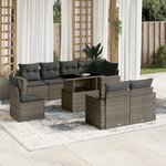 vidaXL Salon de jardin 9 Pièces avec coussins gris résine tressée