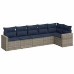 vidaXL Salon de jardin 6 Pièces avec coussins gris résine tressée