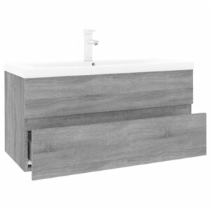 vidaXL Meuble lavabo avec bassin intégré Sonoma gris Bois d'ingénierie