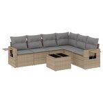 vidaXL Salon de jardin avec coussins 7 Pièces beige résine tressée