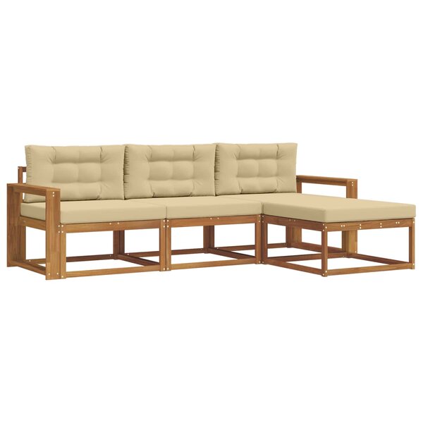 vidaXL Ensemble de canapés d'extérieur 4 pc Naturel et Beige