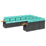 vidaXL Salon de jardin 10 Pièces avec coussins noir résine tressée