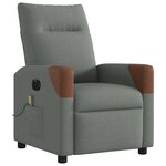 vidaXL Fauteuil inclinable de massage électrique gris foncé tissu