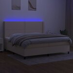 vidaXL Sommier à lattes de lit matelas LED Crème 200x200 cm Tissu