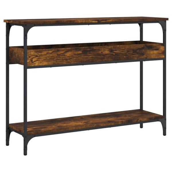vidaXL Table console avec étagère chêne fumé 100x29x75 cm