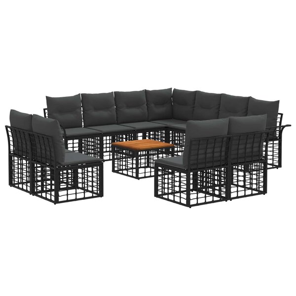 vidaXL Ensemble de canapés d'extérieur 12 Pièces Noir et Gris foncé