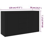 vidaXL Buffet Noir 120x36x69 cm Bois d’ingénierie