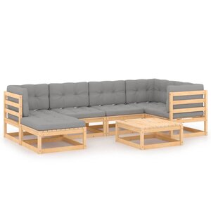 vidaXL Salon de jardin 7 Pièces avec coussins Bois de pin massif