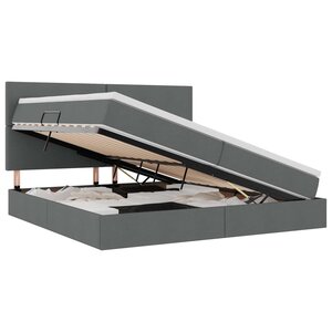 vidaXL Lit de rangement LED avec matelas Gris foncé 200 x 200 cm Tissu