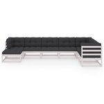 vidaXL Salon de jardin 8 Pièces avec coussins Bois de pin massif