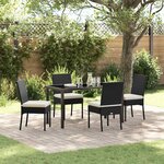 vidaXL Ensemble de salle à manger pour jardin 5 Pièces Noir Poly rotin