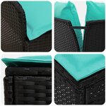 vidaXL Ensembles de meubles 5 Pièces Noir et turquoise Rotin PE
