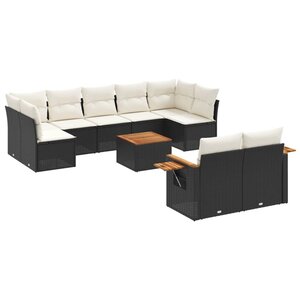 vidaXL Salon de jardin 10 Pièces avec coussins noir résine tressée