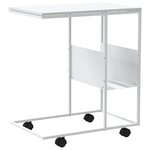 vidaXL Table d'appoint avec roues blanc 55x36x63 5cm bois d'ingénierie