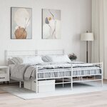vidaXL Cadre de lit métal avec tête de lit/pied de lit blanc 183x213cm