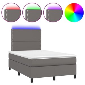 vidaXL Sommier à lattes de lit avec matelas et LED Gris 120x200 cm