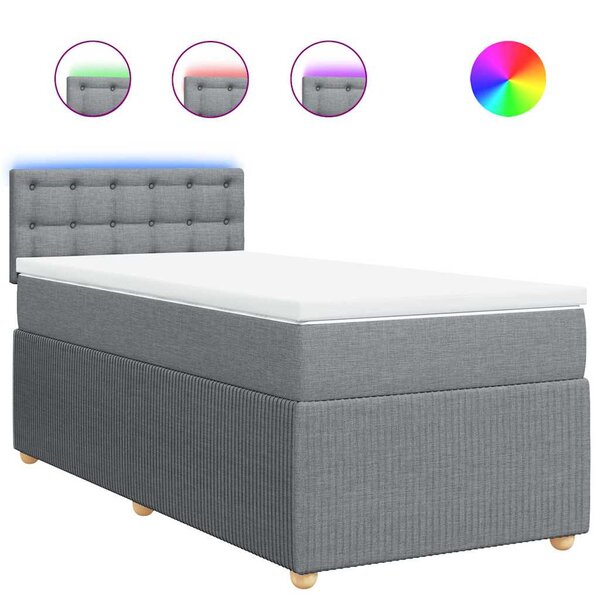vidaXL Sommier à lattes de lit avec matelas gris clair 80x200 cm tissu
