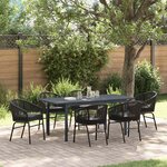 vidaXL Ensemble de salle à manger pour jardin 7 Pièces Noir Poly rotin