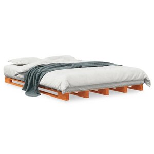 vidaXL Lit de palette sans matelas cire marron 140x200 cm pin massif