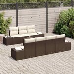vidaXL Ensemble de canapé de jardin 8 Pièces Marron Poly rotin