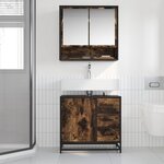 vidaXL Armoire de lavabo de salle de bain chêne fumé 65x33x60 cm