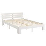 Lit en Bois 180x200 cm Blanc - Lit Double avec 2 Matelas - Massif