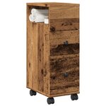 vidaXL Meuble étroit de salle de bain à roulettes vieux bois