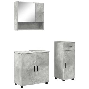vidaXL Ensemble de mobilier de salle de bain 3 Pièces Gris béton