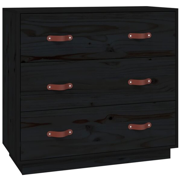 vidaXL Buffet Noir 80x40x75 cm Bois massif de pin