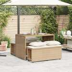 vidaXL Ensemble à manger de jardin et coussins 3 Pièces Beige poly rotin