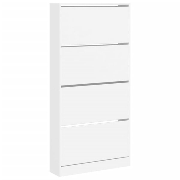 vidaXL Armoire à chaussures 4 tiroirs rabattables blanc 80x21x163 5 cm