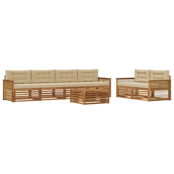 vidaXL Ensemble de canapés d'extérieur 7 Pièces Naturel et Beige