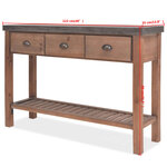 Vidaxl table console bois massif de sapin 122 x 35 x 80 cm