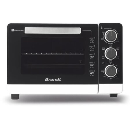 BRANDT FC265MWST - Four Compact 26L - Multifonctions - Thermostat réglable jusqu'à 250°C - 1500W - Noir et blanc