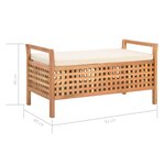 Banc banquette de rangement 93 x 49 x 49 cm bois de noyer massif 02_0010743