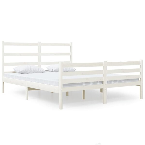 vidaXL Cadre de lit sans matelas blanc bois massif
